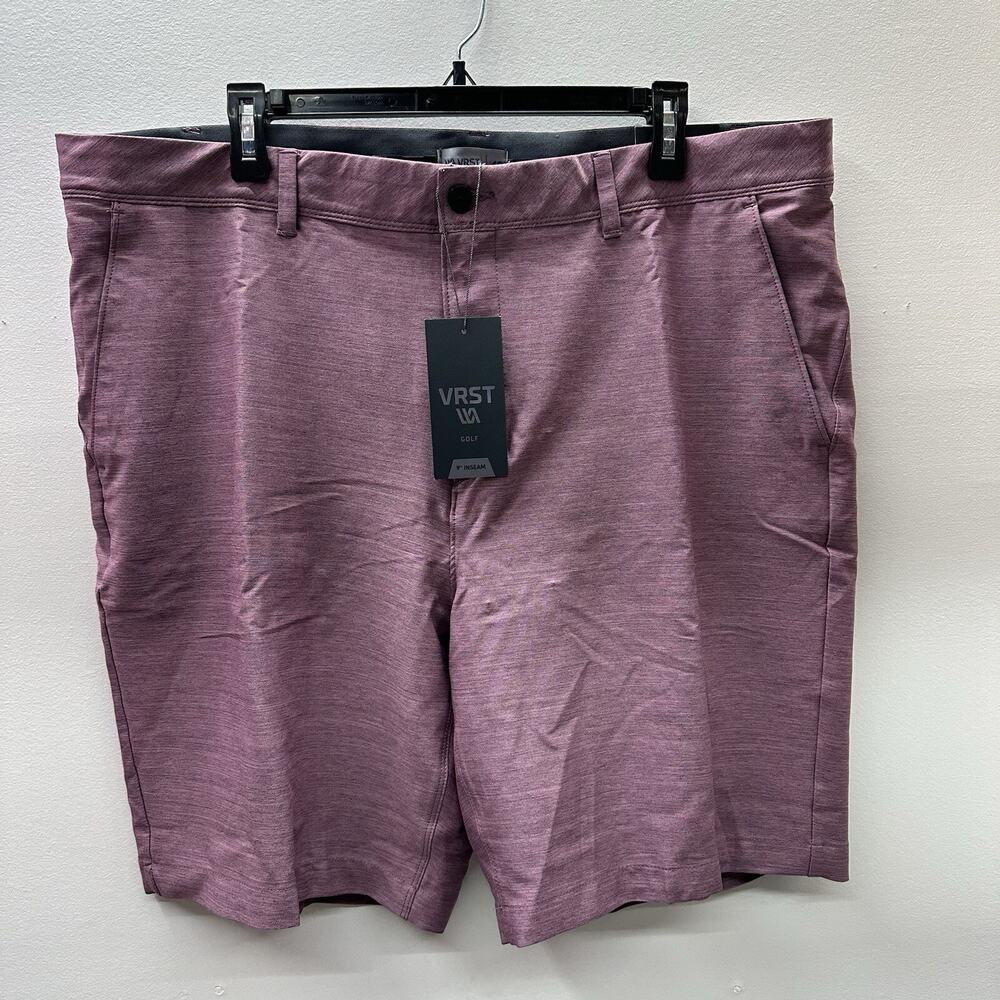VRST Men's Golf Shorts Flat Front W40" X 9” Inseam Pockets Core Heather Purp NWT